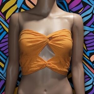Vibrant Orange Twist Front Crop Top